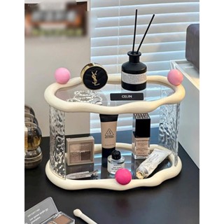  Kệ đựng mĩ phẩm trong suốt 2 tầng phong cách hiện đại Khay đựng đồ đa năng Kệ đựng chìa khóa phụ kiện Vân Kim Cương 