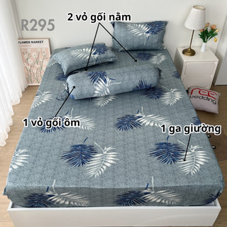 Bộ ga giường thun lạnh 4 món R295 in 3D REE Bedding đủ size drap trải nệm