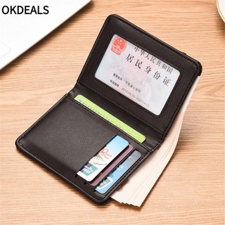 OKDEALS đựng thẻ kẹp tiền bằng da PU mỏng thiết kế gập đôi nhiều màu sắc cho nam