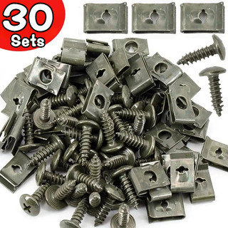 30 Bộ Kim Loại Loại Chữ U Dây Kẹp Tự Khai Thác Vít Kẹp Xe Máy Xe Tay Ga Chống Rỉ Sét Khóa Chốt Đế Vít