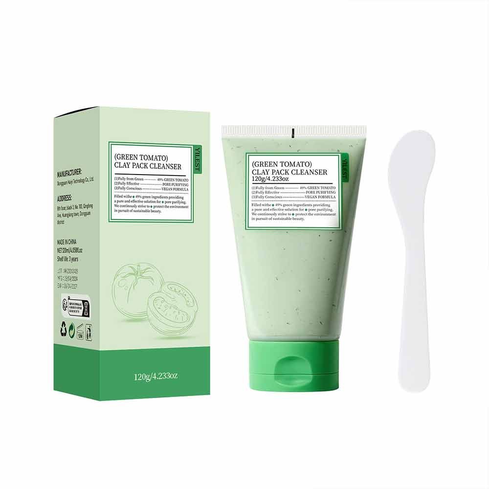 Green Tomato Clay Pack Cleanser — 120g, Green Tomato Extract Clay Mask, Deep Purify Skin for Tighter
