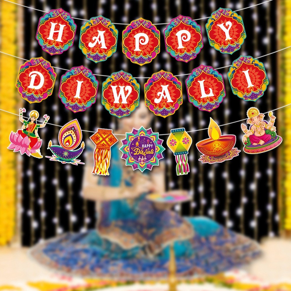 Mới Diwali Trang Trí Biểu Ngữ Deepavali Lễ Hội Tường Cửa Sổ Nền Diwali Trang Trí Cờ Lễ Hội Ấn Độ Vật