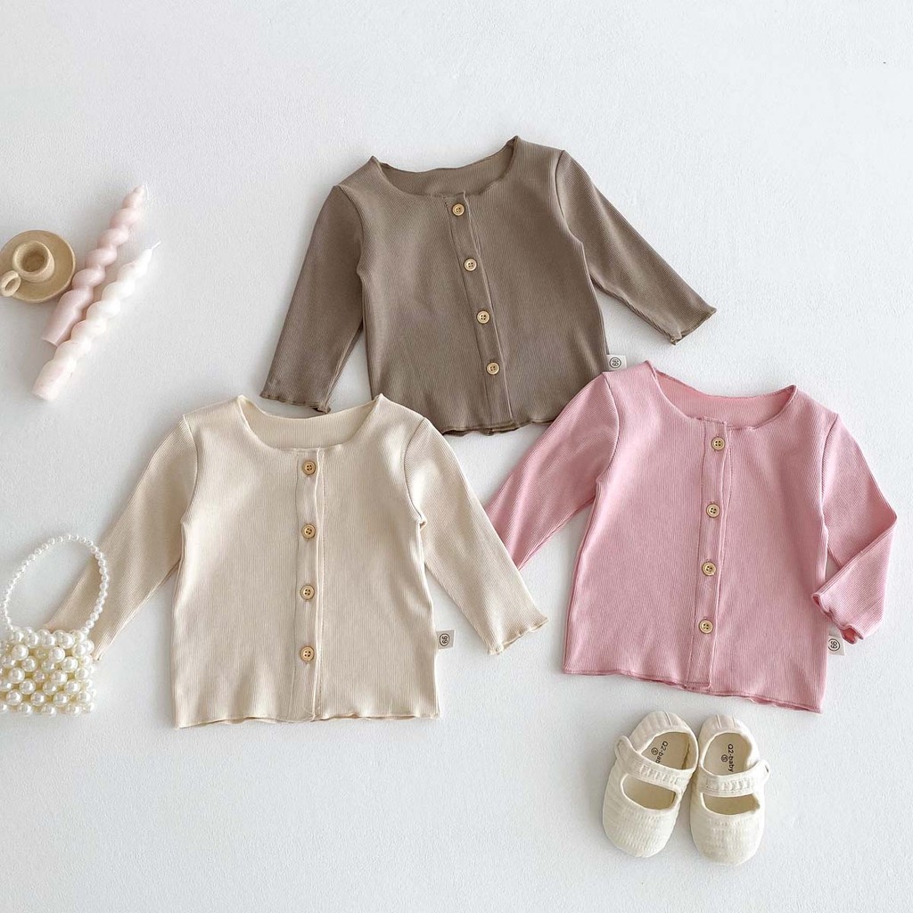 Mùa thu bé đồng bằng áo khoác bông mềm dài tay áo đầu cho nam và nữ Universal Baby Cardigan 0-3 tuổi