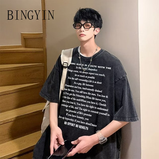 BINGYIN áo phông nam Áo Thun phông áo nam thun Áo Thun Form Rộng Ngắn Tay Unisex C98A5U1 37Z240909