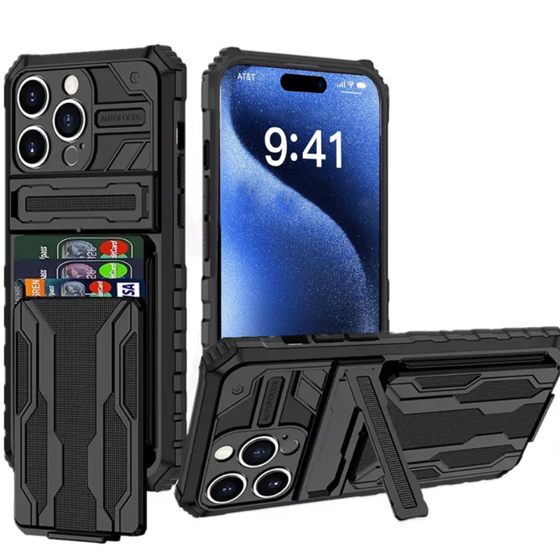 Chống sốc nặng trường hợp điện thoại cứng với chủ thẻ khe cắm Áp dụng cho iPhone 16 Pro Max 15 Pro Max 14 Pro Max 13 Pro Max