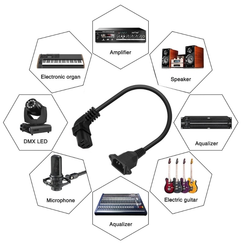 Doublebuy 90 Độ IEC320 C13 Đến C14 Bảng Điều Khiển Gắn Cáp Nguồn C13 Nữ Đến C14 Nam Nguồn Điện Nối D