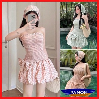 [HÀNG ĐẸP] Set váy nữ 4 món gồm váy quây bó chun dáng bí kèm quần trong, khăn turban và nơ xinh xắn B700 PANOSI