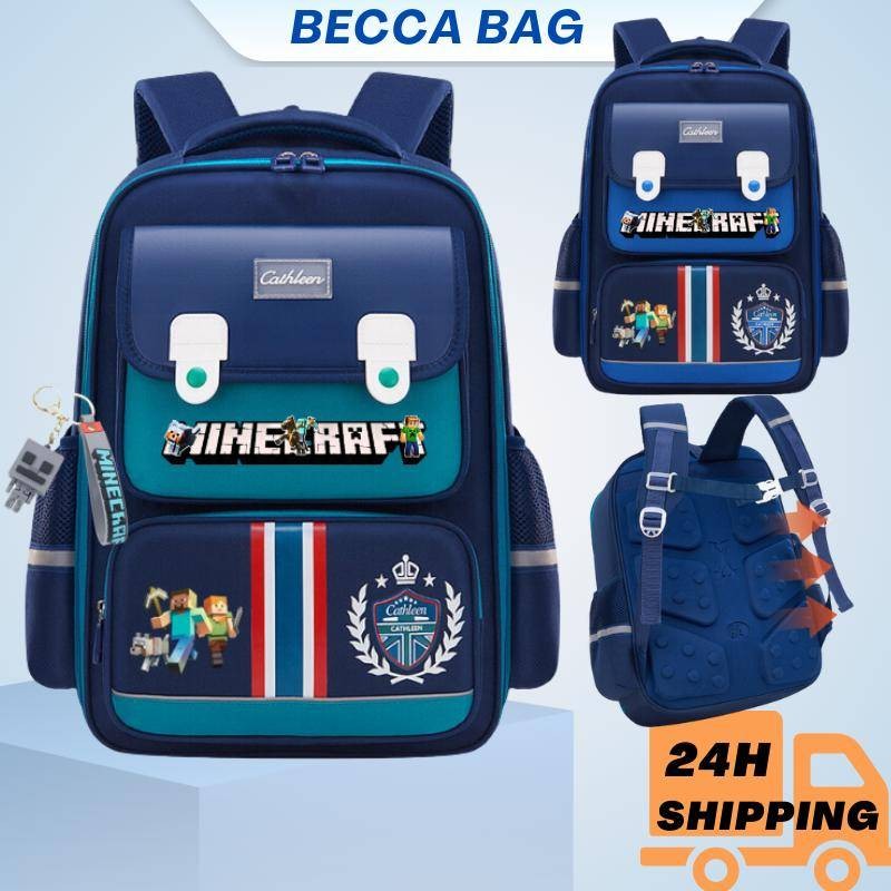 In stock)Minecraft cặp học sinh cấp 1 balo đi học  trẻ em  bé trai backpack cặp chống gù balo siêu n