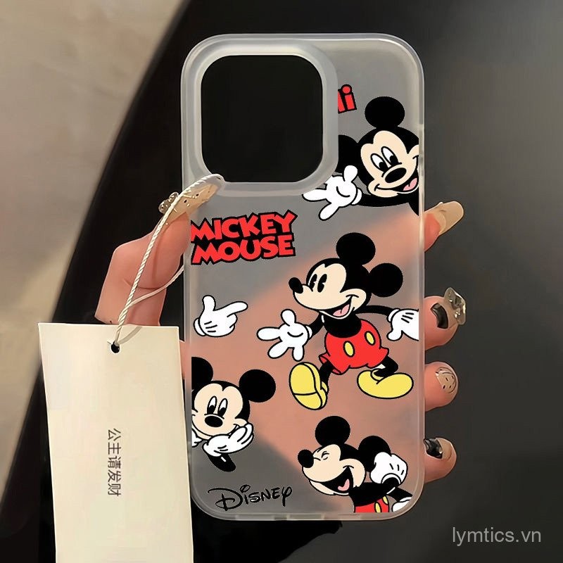 Ốp điện thoại di động mờ trong suốt sáng tạo tiếng Anh Mickey Life dùng cho iPhone 16promax 15promax