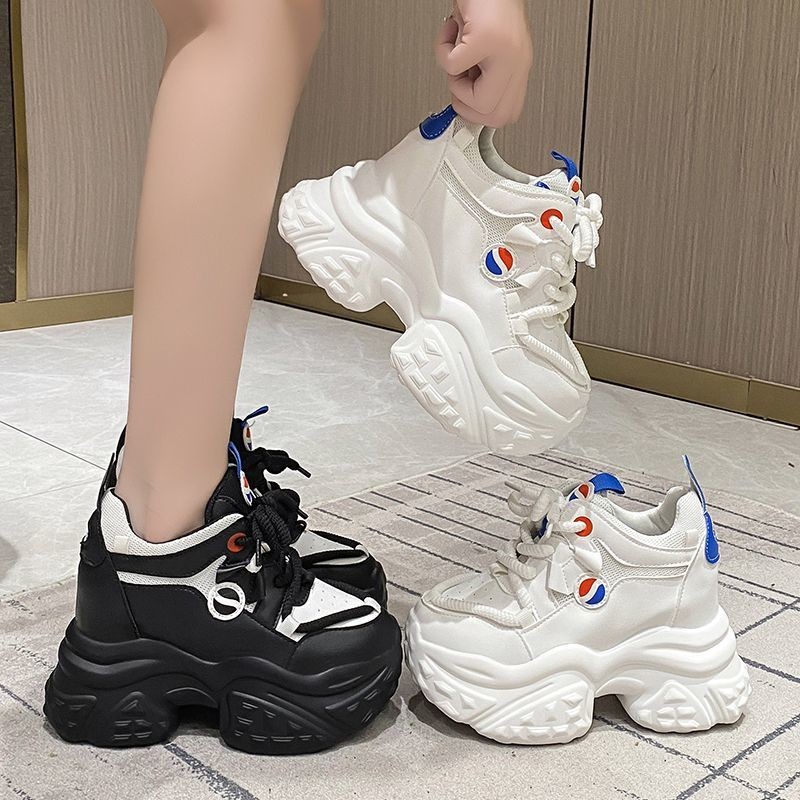 Giày Chunky Sneaker nữ mẫu Hot Giày trắng mẫu mới mùa thu Giày thể thao nhẹ nhàng Bánh xốp độn cao b