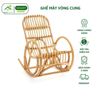 Ghế mây vòng cung SMARTHOMES bập bênh thư giãn mây tự nhiên dùng xem phim đọc sách giải trí cao cấp