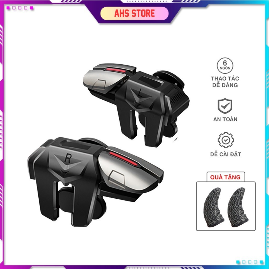 Nút bấm chơi game G21 bắn Pubg Mobile Free Fire 6 ngón cực nhạy kẹp rộng 13mm dùng cho mọi điện thoạ