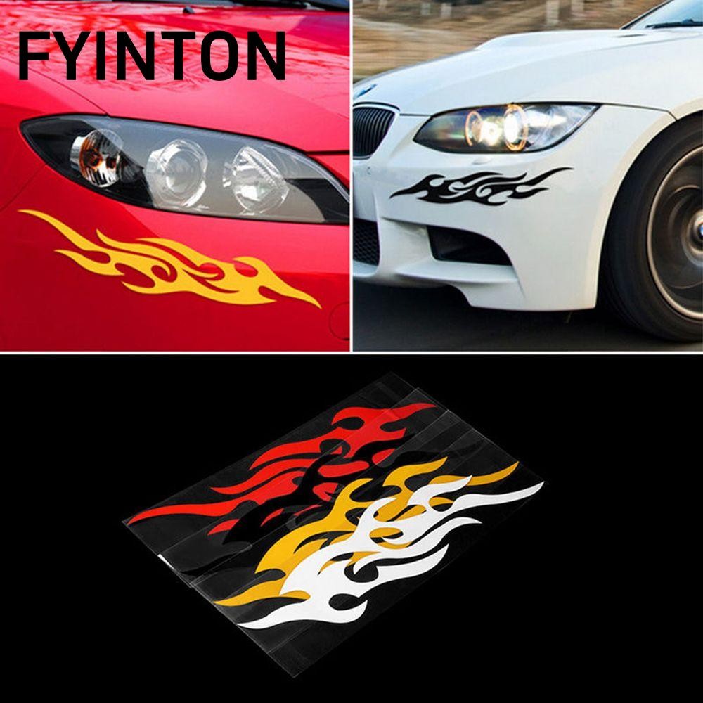 FYINTON Bộ 2 miếng dán hình ngọn lửa trang trí xe hơi