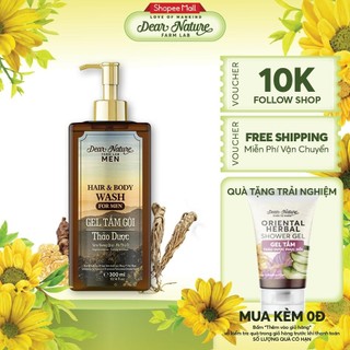 Dầu gội sữa tắm thảo dược cho nam Dear Nature giảm gàu giữ nếp sạch mụn mịn da thơm lâu thuần organic