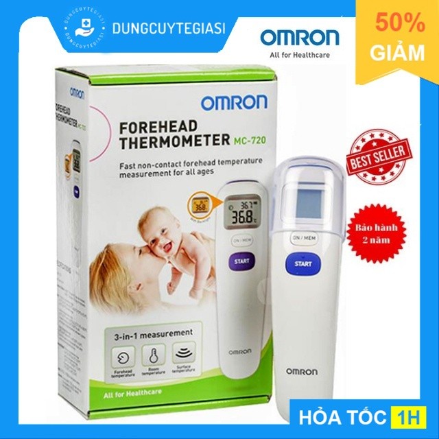 Nhiệt kế điện tử đo trán OMRON MC-720 ( MC720 ), nhiệt kế hồng ngoại cho kết quả trong 3 giây