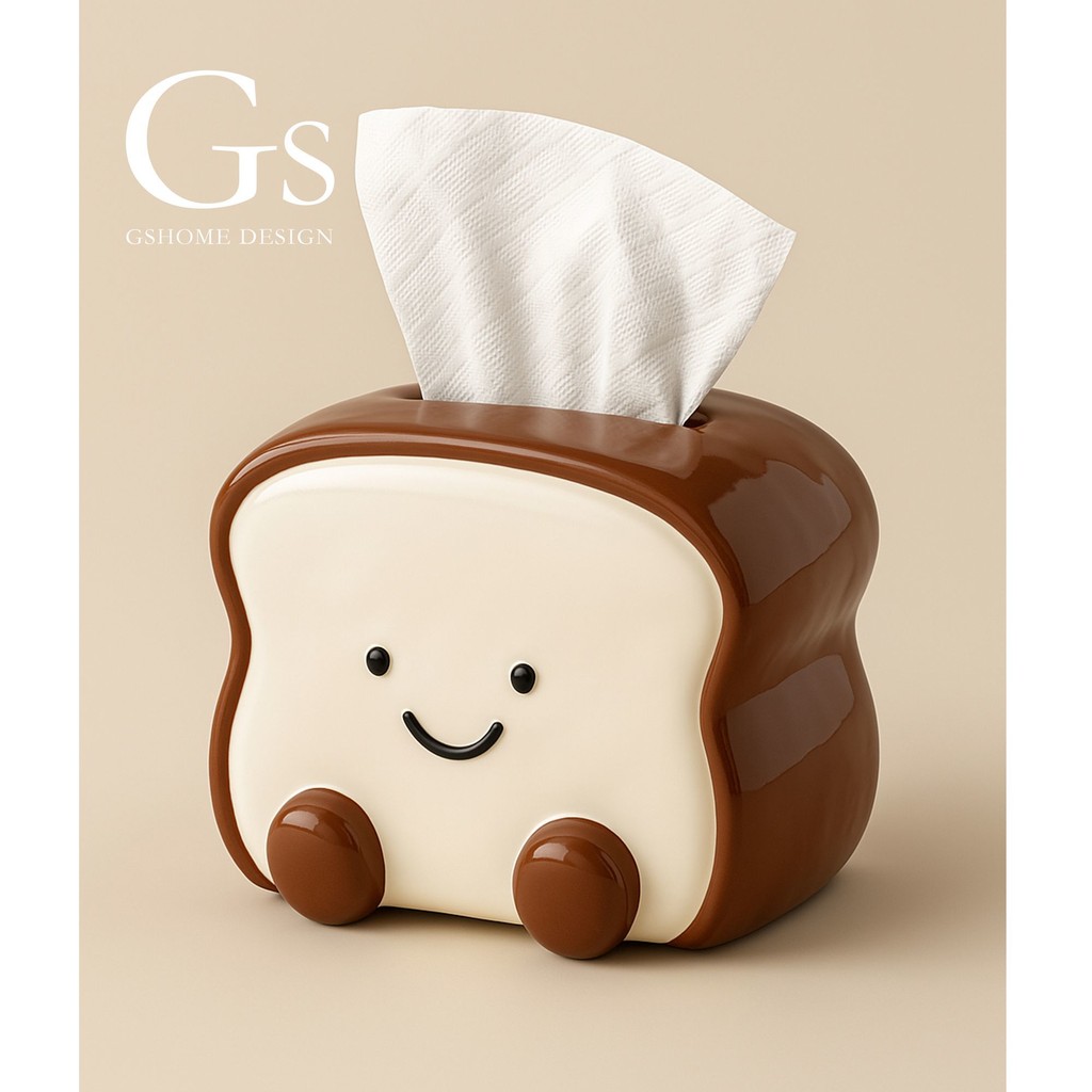 baokuan#Cute Toast Bread Man High-Value Tissue Box for Home Living Room Coffee Table Dining Table Be