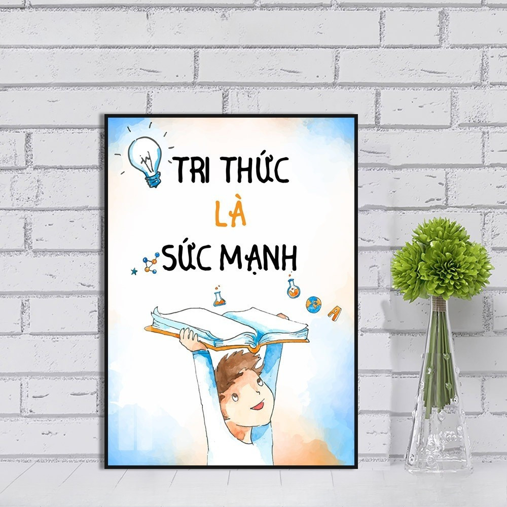 [ HN] Tranh slogan lớp học  tranh treo lớp học  tanh treo trường học tranh động lực phòng học D01