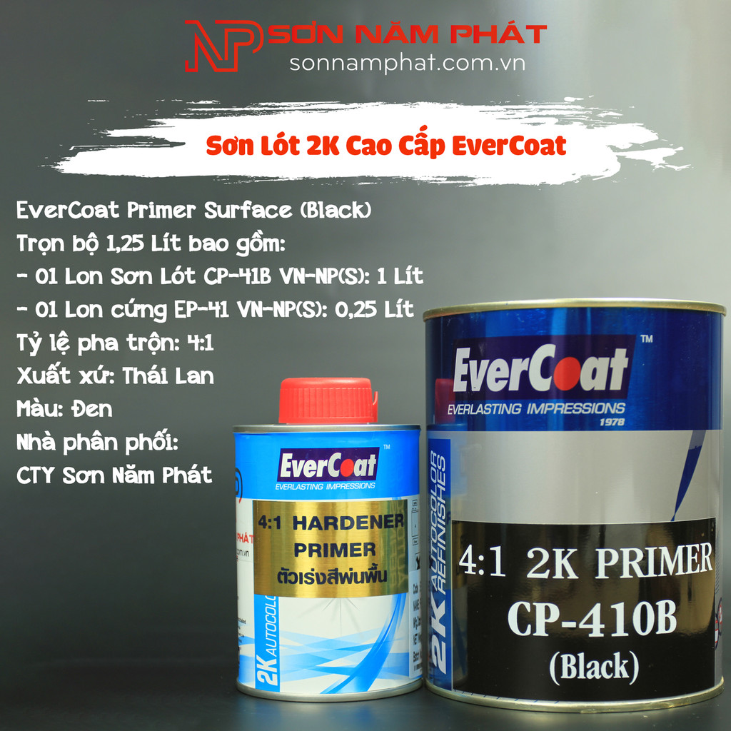 Sơn Lót Đen 2K Kèm Cứng Evercoat Primer Surfacer Black Giải Pháp Sơn Lót 2K 4:1