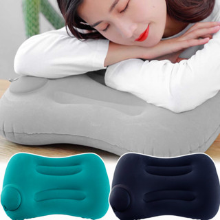  1   2   3 Gối Cổ Máy Bay | Gối du lịch bơm hơi di động có hỗ trợ tiện dụng thiết kế có thể gập lại Phù hợp với ba lô Kích thước 46x30cm cho chuyến bay   đi xe hơi 