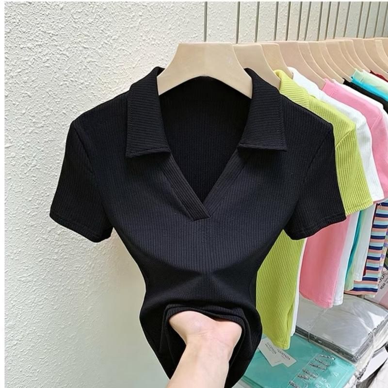 A88 Áo thun nữ tay ngắn Croptop Cổ Bẻ , Áo Polo Nhiều Màu size dưới 53kg mã a88