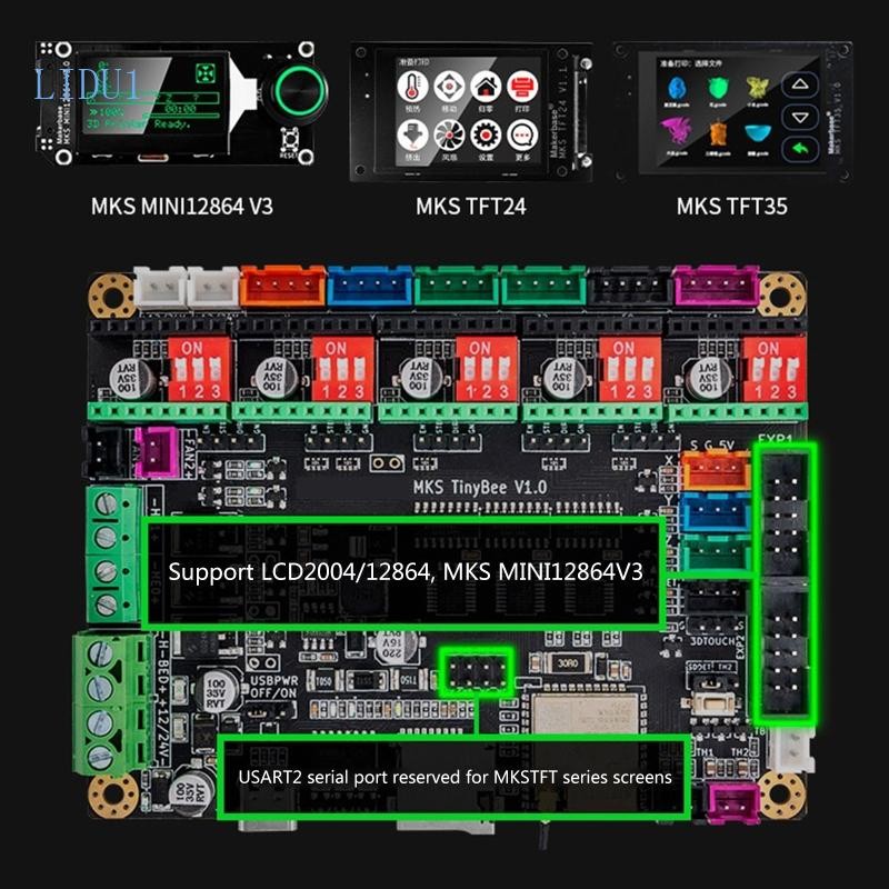 LIDU1 Máy In Bo Mạch Chủ MKS Tinybee Bảng Điều Khiển Esp32 Wifi Mini Hỗ Trợ LCD2004 12864 MKS 12684 