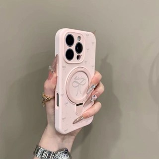 Dễ Thương Nơ Sóng Điểm Từ Giá Đỡ Điện Thoại Di Động iPhone16 15 14 13 12 11 Pro Max Chống Sốc Bảo Vệ Camera Chống Rơi Ốp Lưng Mềm