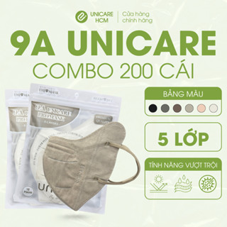 [Combo 200 cái] Khẩu trang 9A UniMask chính hãng cao cấp, che kín mặt, chống UV, dây đeo thoải mái
