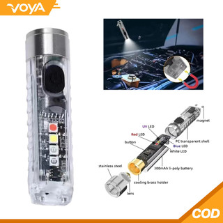 Đèn pin mini có thể sạc lại 10 chế độ di động Keychain ánh sáng từ ngọn đuốc USB sạc lại đèn Uv