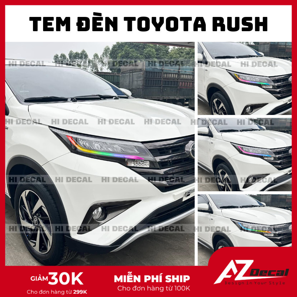 Tem dán đèn Rush 2019 - 2025, decal đèn Toyota Rush trang trí, tạo điểm nhấn Az Decal