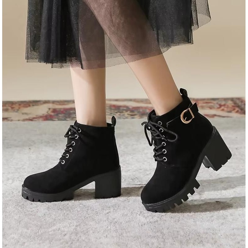 Bốt nữ Hàn Quốc 2025, giày boot nhung cổ cao, thời trang cho bé gái, phối đồ đi học đi chơi, dễ mang