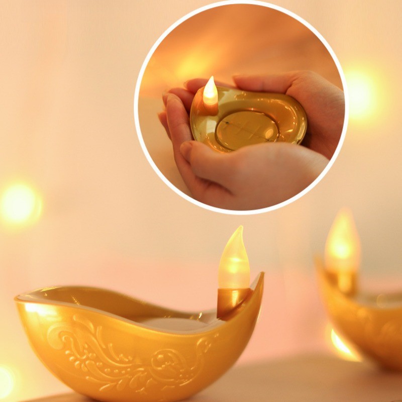 [Pin miễn phí] Đèn nến Diwali Trang trí đèn LED Diya Deepavali Đèn cảm biến nước nổi