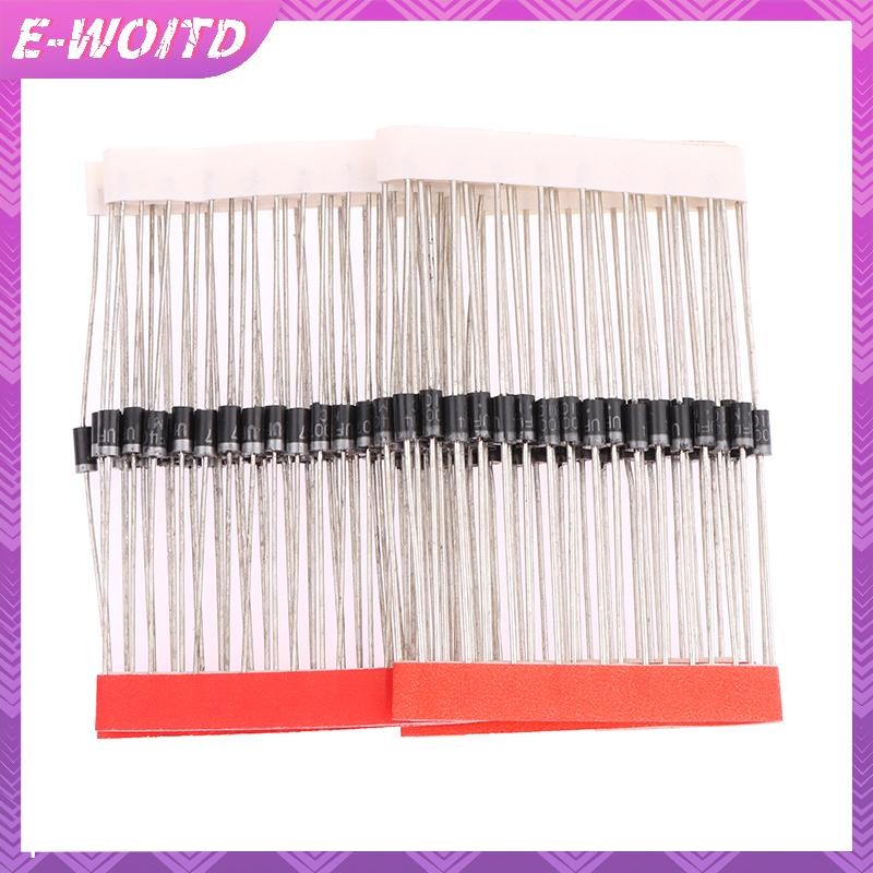 E-WOITD 50 Cái Điốt chỉnh lưu Schottky UF4004 UF4007 1A 400V 1000V Bộ chỉnh lưu Diode phục hồi siêu 