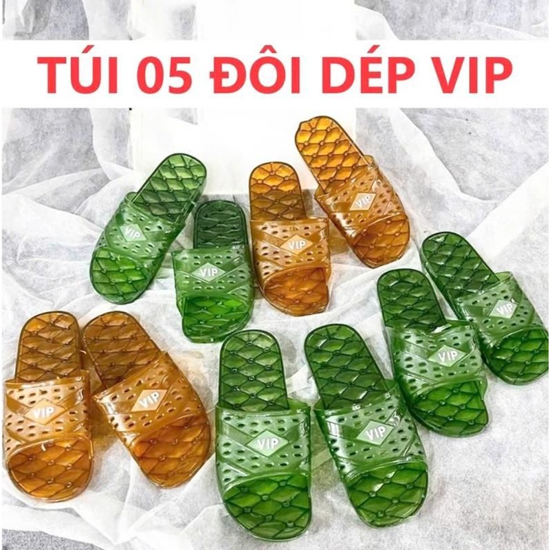 COMBO 5 Đôi Dép VIP Đi Nhà Tắm Chống Trơn Trượt, Dép Nhựa Thoát Nước, Slipper Đế Bằng Nam Nữ.