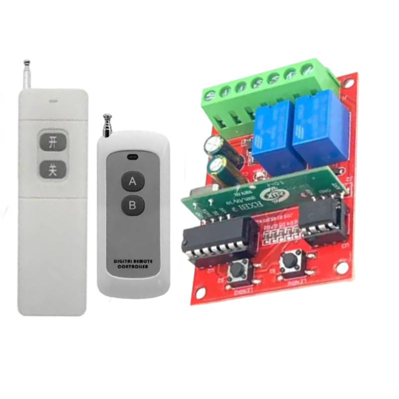 DC 12V 2 Gangs 433 MHz Rf Điều khiển từ xa Rơle điều khiển phạm vi rộng cho nhà để xe / cửa ra vào /