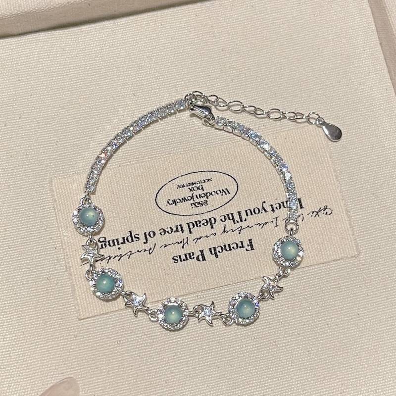 Coral Sea Aquamarine Stitching Bracelet Women's Exquisite New Chinese Style New Hand Jewelry Fashion