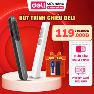  Bút Trình Chiếu DELI Bút Thuyết Trình Powerpoint Laser MA100 Điều Khiển Từ Xa 100M Kết Nối USB TypeC 