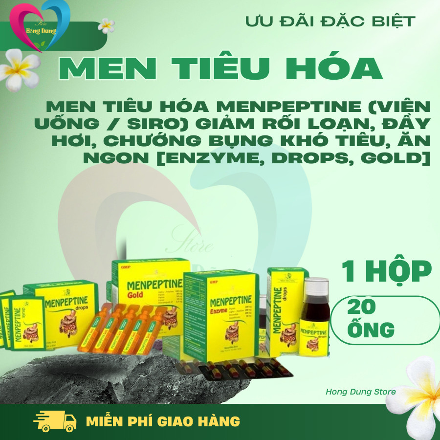Men tiêu hóa Menpeptine (Viên uống / Siro) giảm rối loạn, đầy hơi, chướng bụng khó tiêu, ăn ngon [en