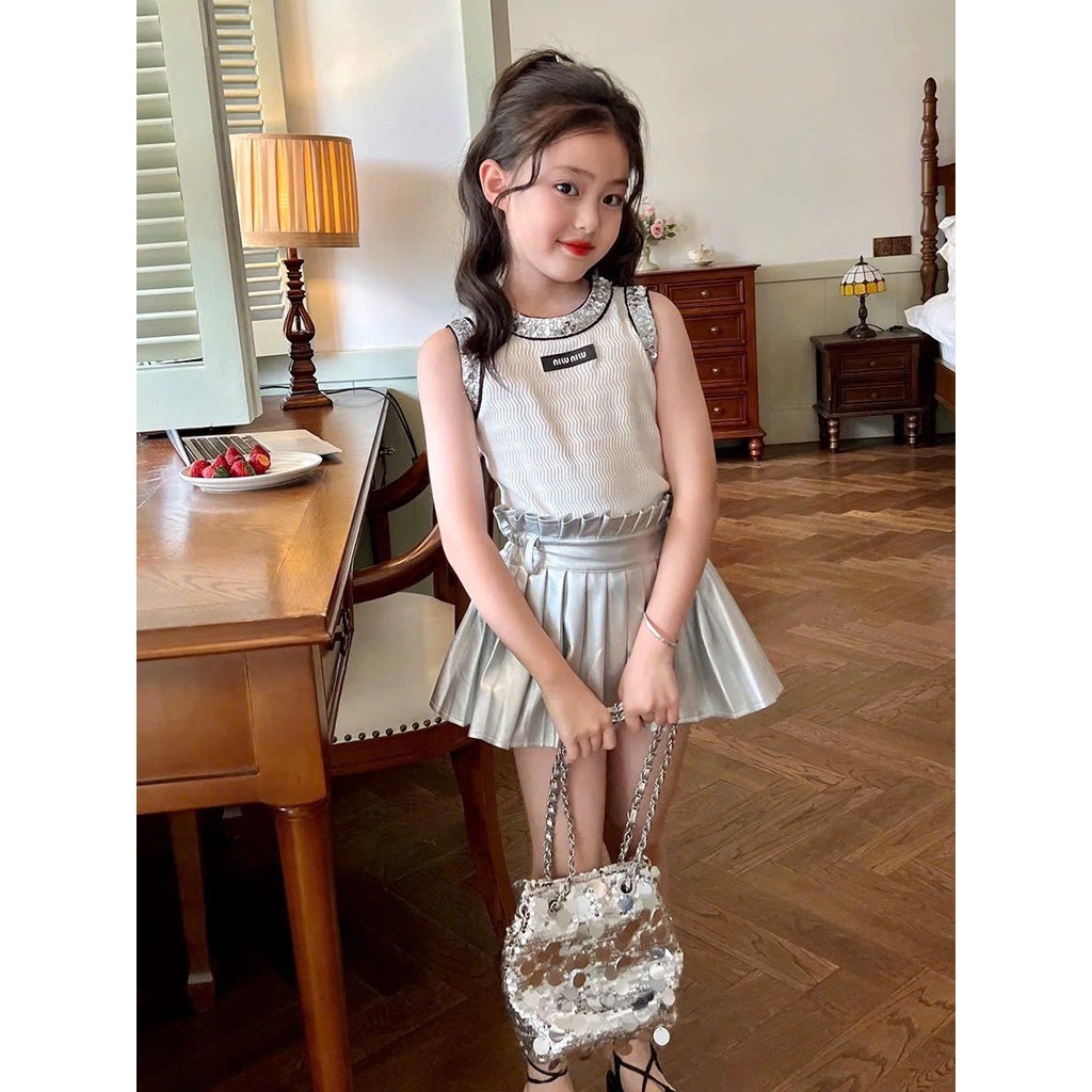 Set áo ba lỗ viền kim sa cv da bóng LT