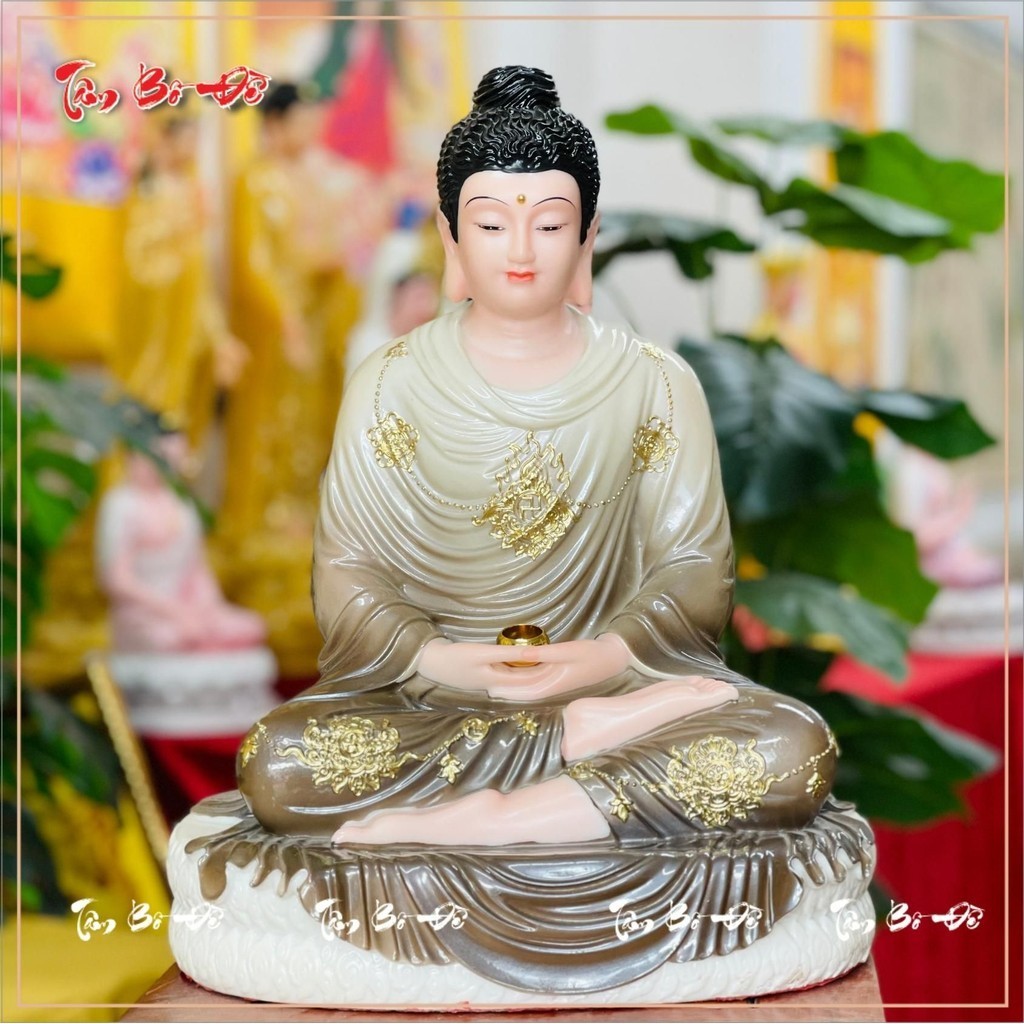 Tượng phật Thích Ca Mâu Ni , Phật tổ như lai bột đá vẽ gấm loại 1 (ảnh thật)