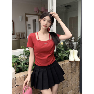 Áo thun ngắn tay cổ vuông SUPI Halter dành cho nữ 240708