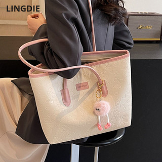Lingdie Túi đeo vai nữ sức chứa lớn đi lại túi tote sinh viên thời trang đa năng
