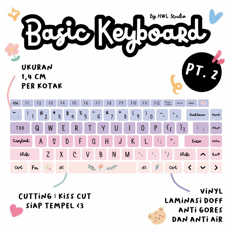 COLORLAB - Miếng Dán Bàn Phím Thay Thế - Sticker Aesthetic - Sticker Keyboard Basic - Chất Liệu Cao 