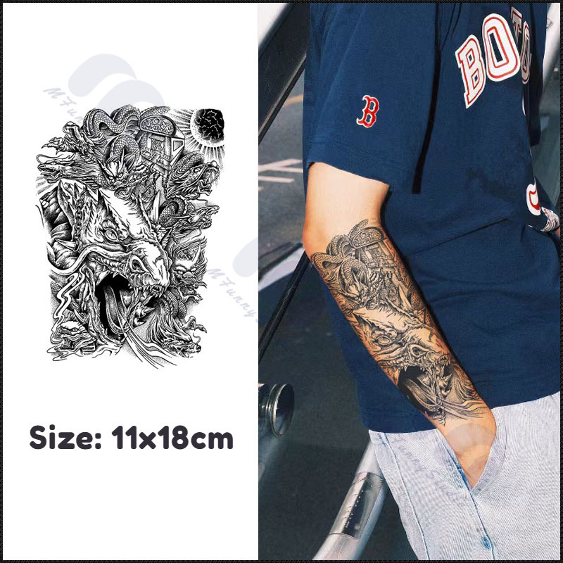 【MF Magic Tattoo】Hình Xăm Dán Cửu Long Di Quan 11cm X 18cm Chống Thấm Nước 15 Ngày