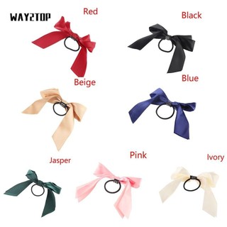 WAY2TOP buộc tóc trang trí ruy băng thắt nơ màu trơn xinh xắn cho nữ