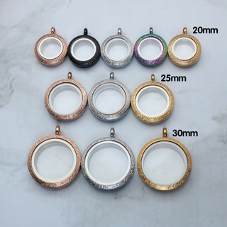 Gawu hộp Mặt dây chuyền tròn mờ kính pha hộp thép không gỉ Tangka vermilion hộp vòng cổ unisex