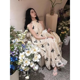 Xu Hướng Thời Trang Mỏng Mẫu Mới Mùa Hè Váy Dài Cổ Không Tay In Hoa Kiểu Pháp Cổ Điển Windsor Love