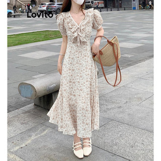 Đầm Lovito họa tiết hoa nhí phong cách thường ngày cho nữ LNA63166
