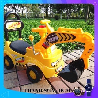 xe cẩu chòi chân loại to cho bé ngồi lên lái được - Đồ chơi lái xe cần cẩu cho trẻ em