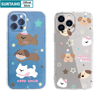 Suntaiho Vỏ Dễ Thương Độc Đáo Họa Tiết Chó Hoạt Hình Cho Iphone 15 14 12 13 11 Pro Max IP 7 8 Plus Iphon X Xs XR Xs Max TPU Trong Suốt Softcase Cao Cấp Chống Sốc Ốp điện thoại