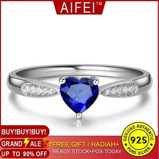 Nhẫn Bạc S925 Đính Đá Sapphire Xanh Hình Trái Tim Sang Trọng